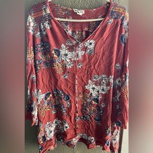 Gypsy Love Floral Print Blouse XL